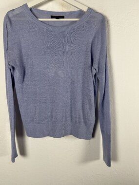 BANANA REPUBLIC Linen Blend Sweater XS Blue Periwinkle Slub Knit Crew Neck Top